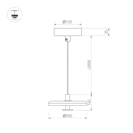 Фото #4 товара Светильник SP-KOTARO-R350-12W Warm3000 (BK-CF, 36 deg, 230V, TRIAC) (Arlight, IP20)
