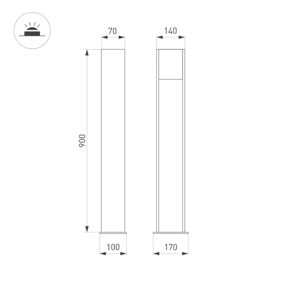 Фото #3 товара Светильник LGD-SEKVOYA-BOLL-H900-11W Warm3000 (BK, 120 deg, 230V) (Arlight, IP65 Металл, 3 года)