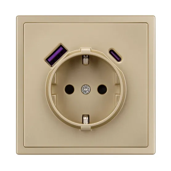 Фото #4 товара ARL NOBE Розетка зк со шторками с USB тип А+С софт-тач золотой песок SCT-MUAC-SFPL-GD (250V, 16A) (Arlight, -)