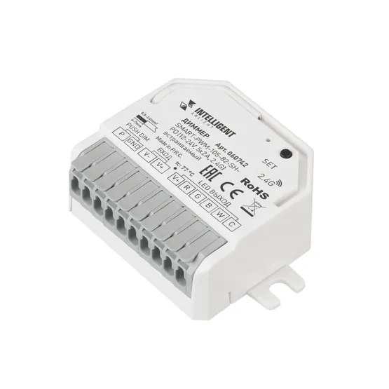 Фото товара INTELLIGENT ARLIGHT Диммер SMART-PWM-105-82-SH-PD (12-24V, 5x2A, 2.4G) встраиваемый (IARL, Контроллер)