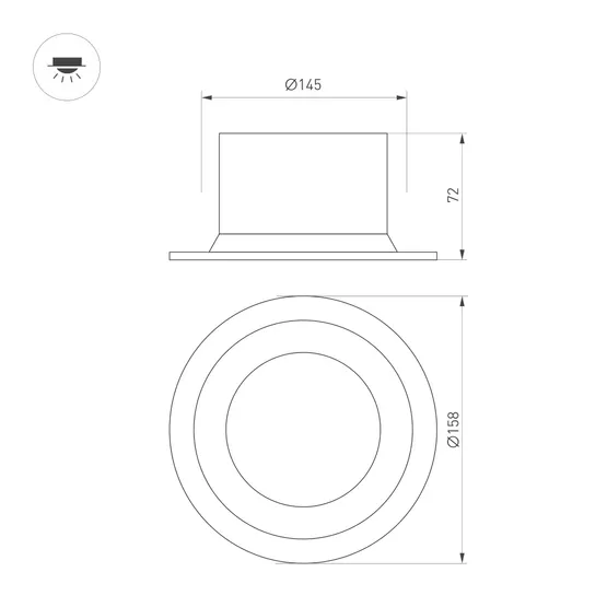 Фото #3 товара Светильник MS-DROP-BUILT-R158-30W Warm3000 (WH, 90 deg, 230V) (Arlight, IP54 Металл, 5 лет)