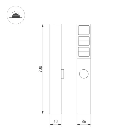 Фото #4 товара Светильник LGD-TILLIS-BOLL-SOCKET-H900-12W Warm3000 (GR, 92 deg, 230V) (Arlight, IP54 Металл, 3 года)