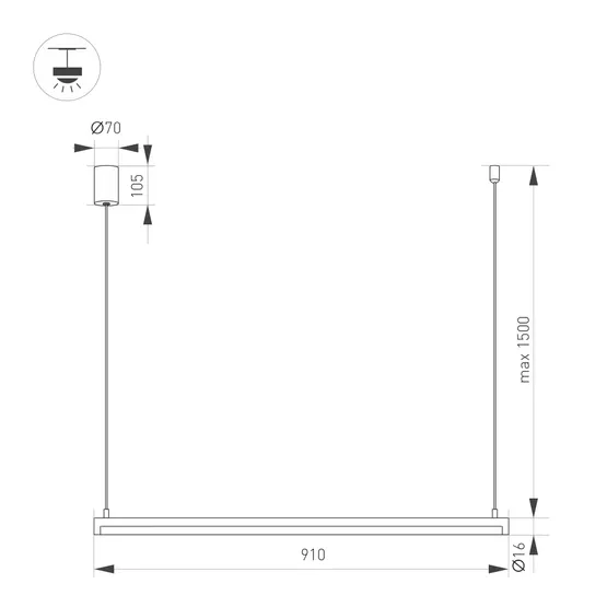 Фото #2 товара Светильник SP-UMBRA-HANG-H-L900-15W Day4000 (BK, 120 deg, 230V) (Arlight, IP20 Металл, 3 года)