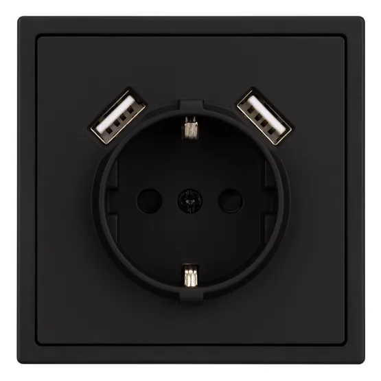 Фото #4 товара ARL NOBE Розетка зк со шторками с USB тип А+А софт-тач черный оникс SCT-MUAA-SFPL-BK (250V, 16A) (Arlight, -)