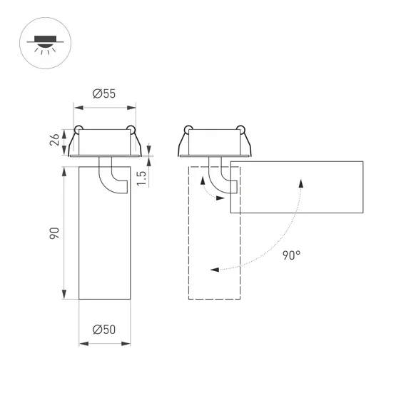 Фото #2 товара Светильник SP-GABI-BUILT-FLAP-R50-9W Warm3000 (BK, 60 deg, 230V) (Arlight, IP40 Металл, 5 лет)