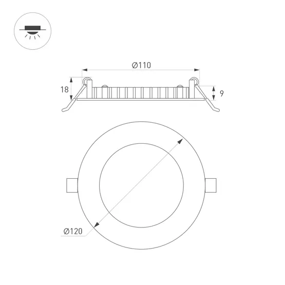 Фото #6 товара Светильник MS-EDGE-R120-6W Day4000 (WH, 115 deg, 230V) (Arlight, IP44 Металл, 3 года)