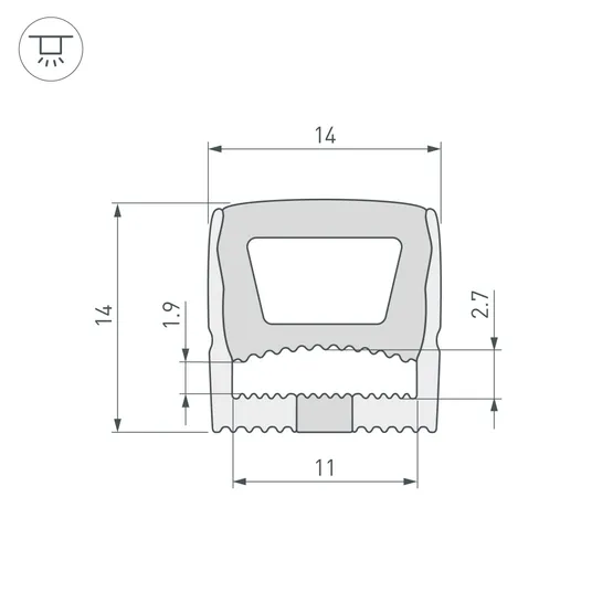 Фото #2 товара Силиконовый профиль WPH-FLEX-1414-TOP-S11-5m WHITE (Arlight, Силикон)