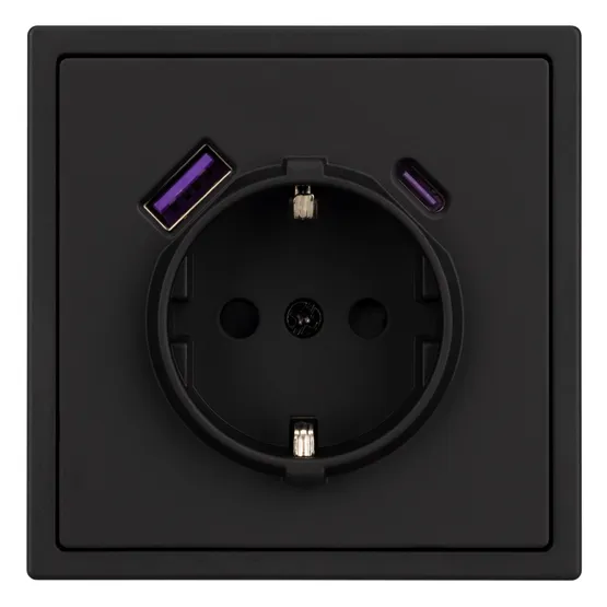 Фото #3 товара ARL NOBE Розетка зк со шторками с USB тип А+С софт-тач черный оникс SCT-MUAC-SFPL-BK (250V, 16A) (Arlight, -)