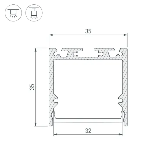 Фото #3 товара Профиль с экраном SL-LINE-3535-2500 ANOD+OPAL (Arlight, Алюминий)