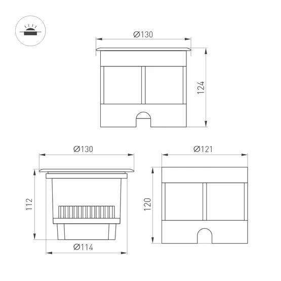 Фото #2 товара Светильник LTD-DAFNA-GROUND-R130-11W Day4000 (SL, 45 deg, 230V) (Arlight, IP67 Металл, 5 лет)