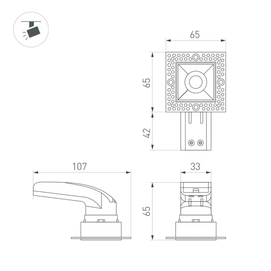 Фото #4 товара Светильник MS-RIALTO-TRIMLESS-S40x40-9W Warm3000 (BK, 36deg, 230V) (Arlight, IP20 Металл, 5 лет)