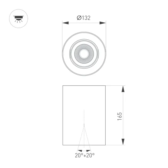 Фото #2 товара Светильник SP-FOCUS-R132-24W Warm3000 (WH, 15 deg, 230V) (Arlight, IP54 Металл, 5 лет)